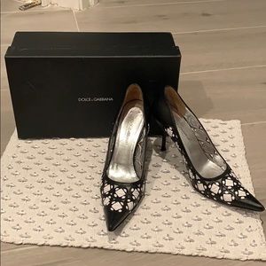 Dolce & Gabbana Black and White Pointed Toe Pumps